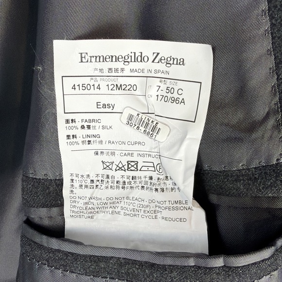 Ermengildo Zegna 100% Silk Blazer Mens 40R ZegnaSilk 2 Vent Dark Gray - Picture 5 of 12